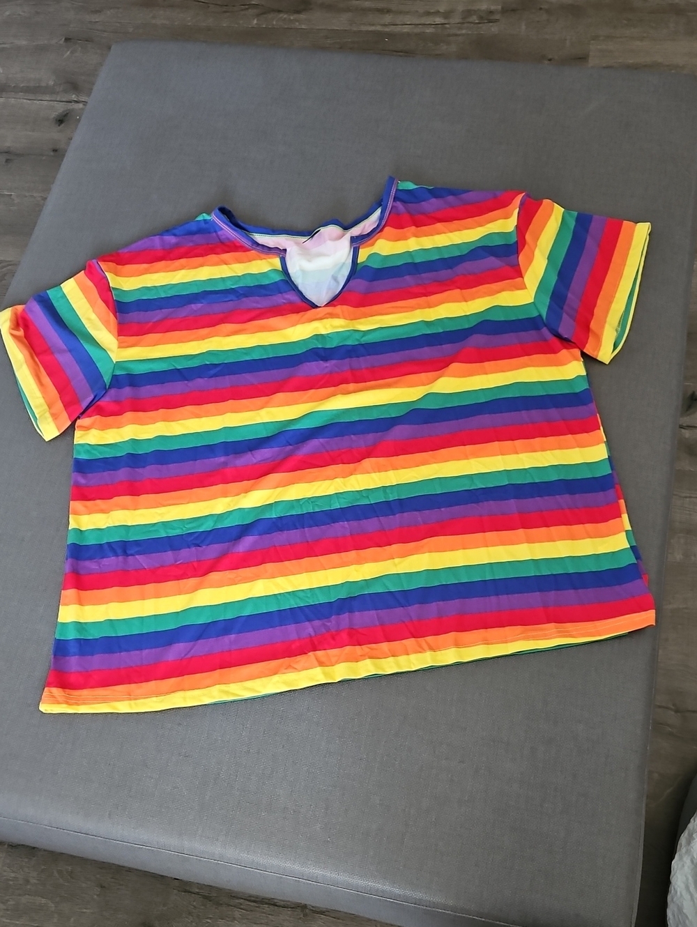 SHEIN Kids Rainbow Striped Short Sleeve Tee - Multicolor